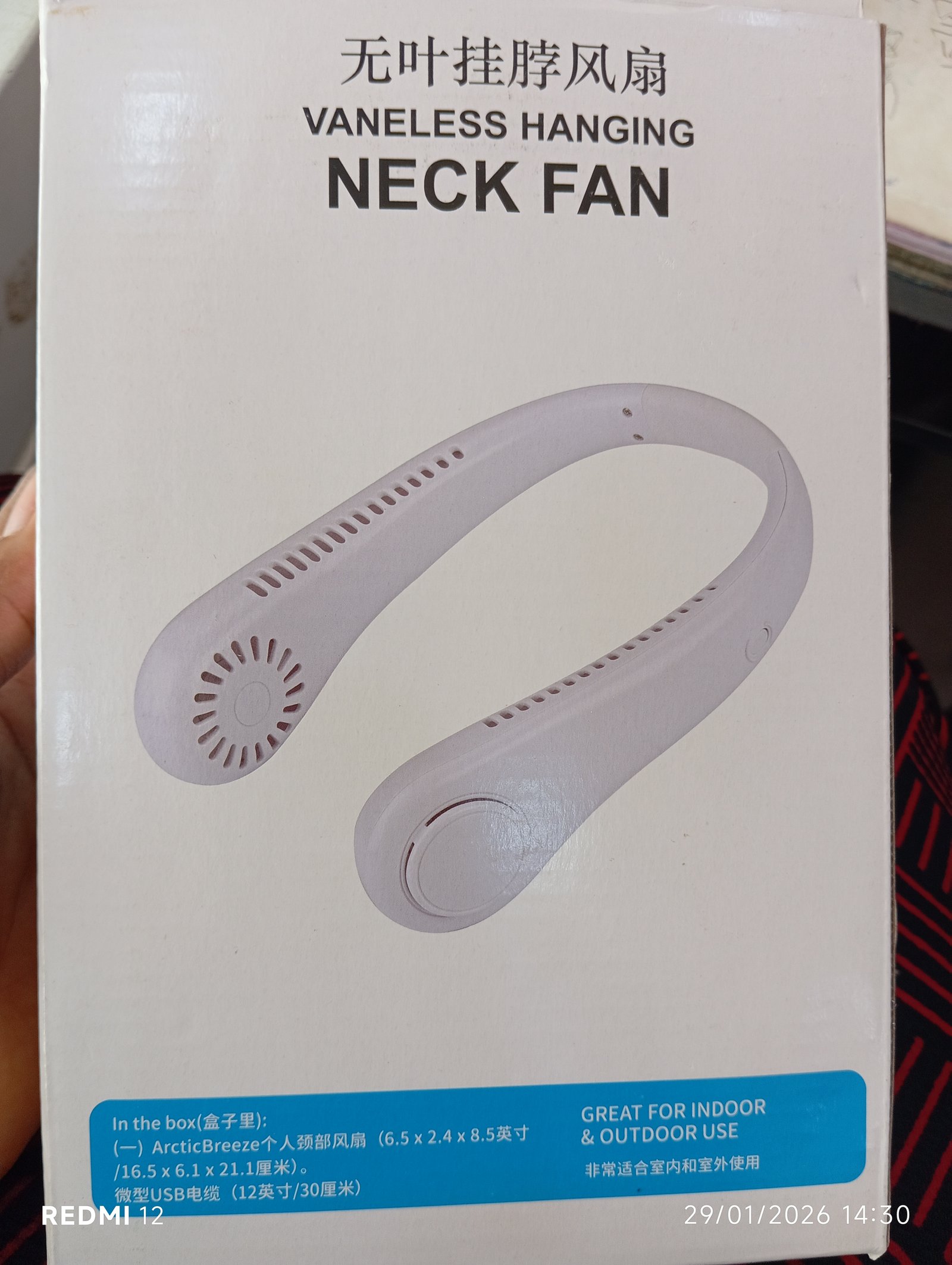 Wireless hanging neck fan